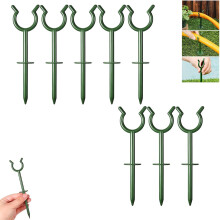 (Green C, 8pcs) Zielony uchwyt prowadzący do węża ogrodowego, 3/4 cala dekoracyjny słupek do trawnika, plastikowe gwoździe