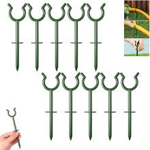 (Green D, 19pcs) Zielony uchwyt prowadzący do węża ogrodowego, 3/4 cala dekoracyjny słupek do trawnika, plastikowe gwoździe