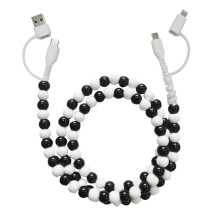 (black and white, 1pcs) Perlen-Ladekabel, 4-in-1, 66 W, bunt, USB auf USB-C, 3,3 ft, für Handy