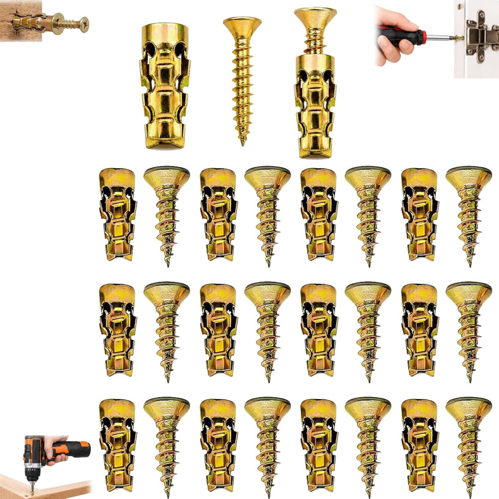 (Gold, 30Pcs) Short Expansion Screw Set Â 30/50/100Pcs Wall Anchors For Cabinet Hinge Repair 5437706914358