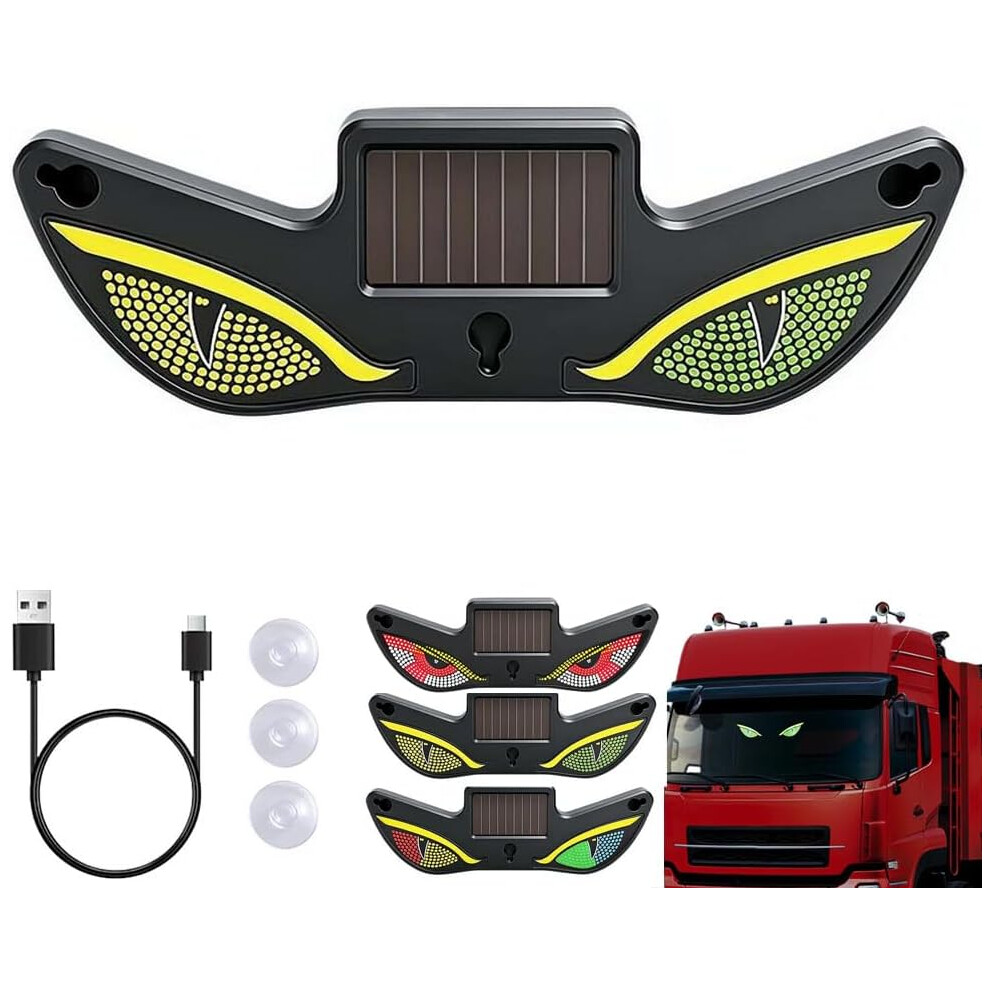 (, 1Pcs) Devil Eyes Led For Car Windshield Â Solar Powered 6 Modes Dynamic Ambient Yellow/Light 5437706914921