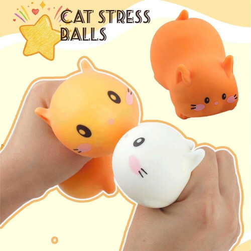 (White, 1pcs) Kissa stressipallo 2