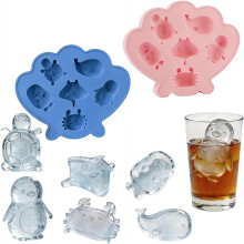 (Pink+blue, 2pcs) Silikonová forma na led mořská zvířátka, snadné vyjmutí