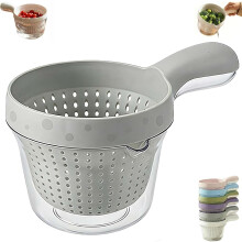 (Gray, 1pcs) Abtropfkorb, blau, 2-lagig, für Obst, Gemüse, Restaurant, Küche, Spüle
