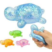 (Blue, 1pcs) Schildkröten-Stressball, blau, glitzernd, weich, für Erwachsene, Geschenk, Spielzeug