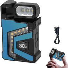 (Blue, 1pcs) Linterna EDC 600 lúmenes, cabeza gira magnética.