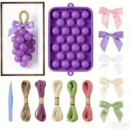 (Purple, 1set) Grape Shaped Silicone Soap Making Mold Kit, Handmade & Reusable