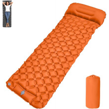 (Orange, 1pcs) Saltea camping gonflabilă cu pernă