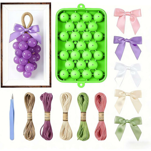 (Green, 1set) Grape Shaped Silicone Soap Making Mold Kit, Handmade & Reusable