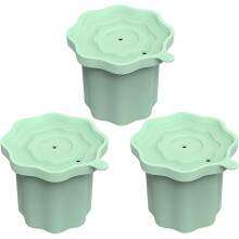 (3 Light Green, 3pcs) Ijsblokjesvorm beker, siliconen, met deksel, lichtgroen