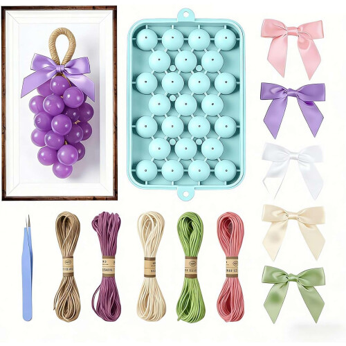 (Blue, 1set) Grape Shaped Silicone Soap Making Mold Kit, Handmade & Reusable