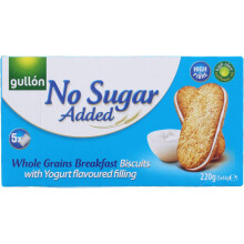 Gullon No Added Sugar, whole grains breakfast biscuits cookies with yogurt flavoured filling 220g,