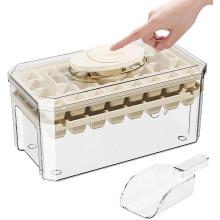 (White, 1pcs) 64dutinková forma na led s víkem a košíkem, stohovatelná