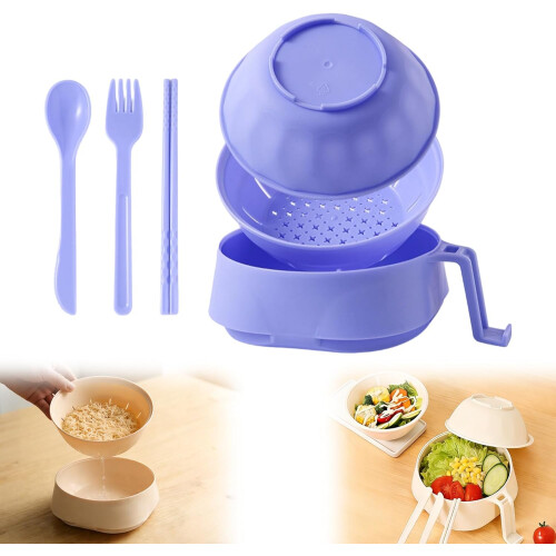 (Purple, -) Set cocina ramen trigo, palillos microondas.