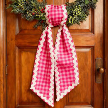 (Pink, 1pcs) Wreath Sash for Front Door – Polyester Bow Ribbon for Easter & Wedding Decor