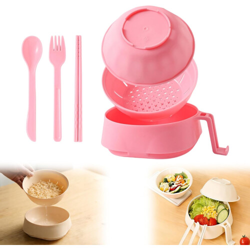 (Pink, -) Set cocina ramen trigo, palillos microondas.
