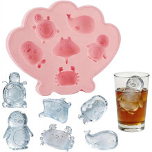 (Pink, 1pcs) Zeedieren siliconen ijsblokjesvorm, oceaandieren chocolade mal, roze+blauw