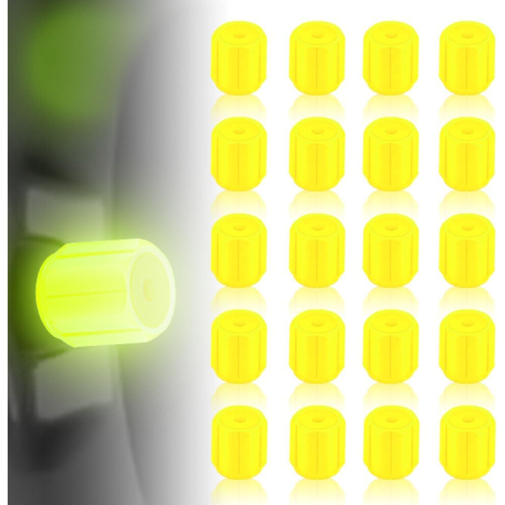 (, -) Glow In The Tire Valve Stem Caps Â 20Pcs Fluorescent Luminous Covers Yellow/Dark 5437706920939