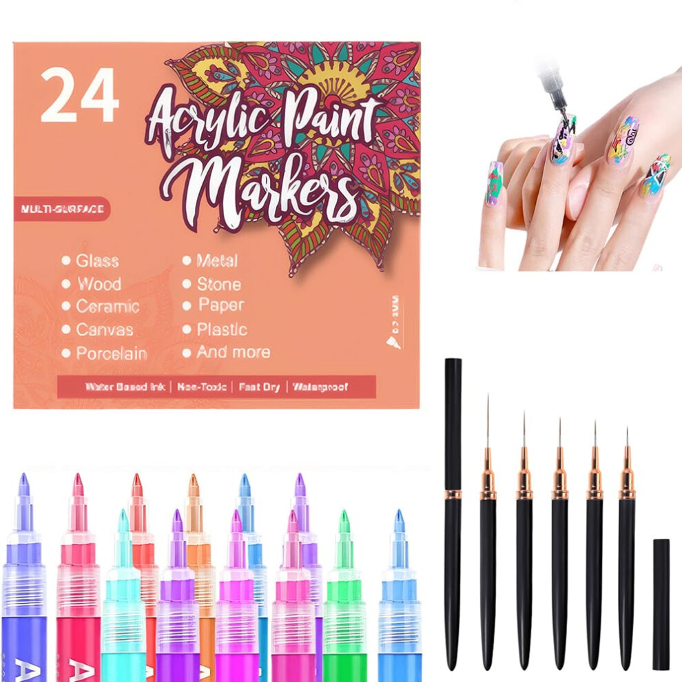 Oimg (24 Colors, -) 12 Colors Nail Art Pens Set Â Quick Dry Polish Pens For Diy Drawing