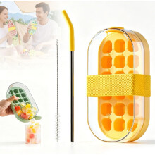 (Yellow, -) 2v1 láhev na led s brčkem, snadné lisování
