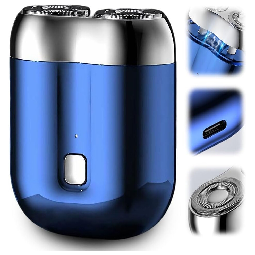 Oimg (Blue, -) Mini Portable Razor Â 2 In 1 Dual-Head Electric Shaver, Rechargeable For Men