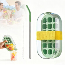 (Green, -) 2-in-1 ijsblokjes fles met rietje, 2026 nieuw, groen