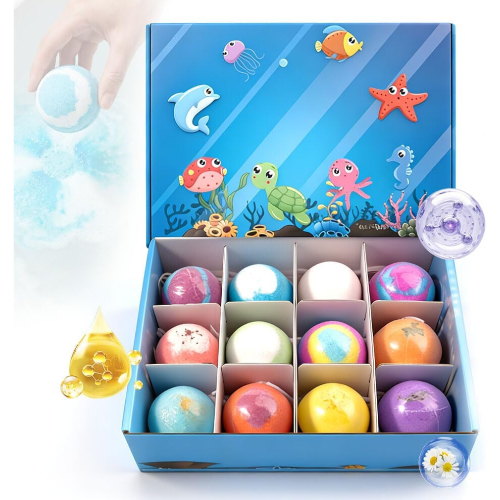 Oimg Blue (, -) Ocean Toy Bath Salt Ball Â 12 Pack Bath Bombs With Surprise Inside