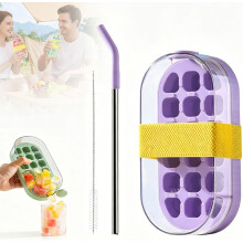 (Purple, -) 2-in-1 ijsblokjes fles met rietje, 2026 nieuw, groen