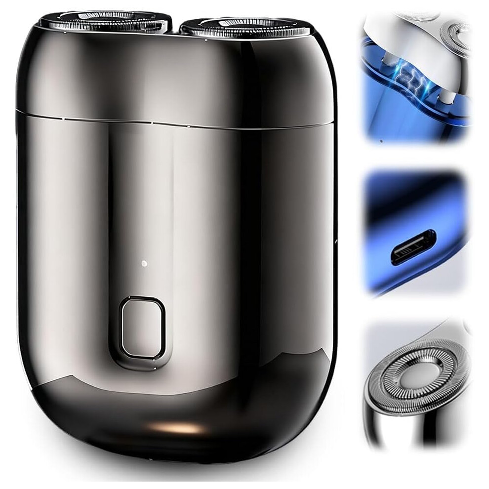 Oimg (Gray, -) Mini Portable Razor Â 2 In 1 Dual-Head Electric Shaver, Rechargeable For Men
