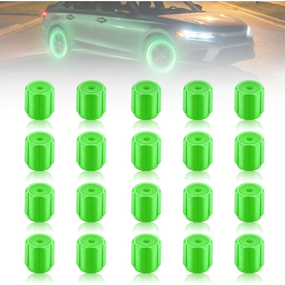 (, -) Glow In The Tire Valve Stem Caps Â 20Pcs Fluorescent Luminous Covers Green/Dark 5437706920946
