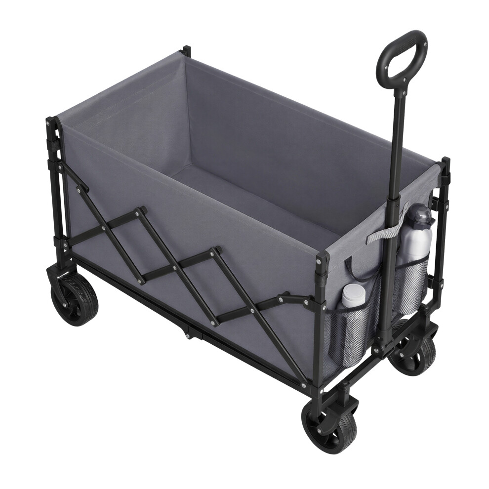 Songmics () Foldable Festival And Camping Trolley With Adjustable Handle And 4 Reinforced Wheels, Outdoor Garden Wagon, Grey/Black