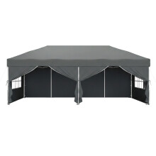 (Dark Grey) Pop-Up Gazebo with Side Panels, UPF 50+ Drizzle-Resistant Folding Canopy Tent, Heavy-Duty Outdoor Shade with Carry Bag, Dark Grey
