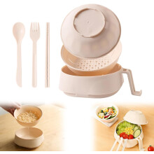 (Beige, -) Ramen keitin kulho setti, puikot