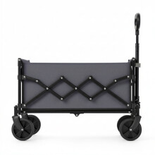 (Grey) Outdoor Utility Wagon, Folding Garden Cart with Adjustable Handle, 4 Wheels, Heavy Duty, Camping, Black