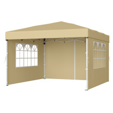 (Beige) Portable Folding Sun Protection Tent with Side Walls for Garden, Yard or Market, Black