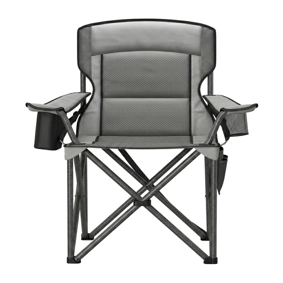 Songmics (Grey) Oversized Lumbar Support Camping Chair, Heavy-Duty Outdoor Folding Chair Grey