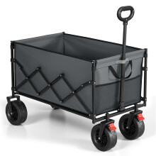 (Grey) Folding Garden Trolley with 200L Capacity, Handle, Outdoor Use, 180 kg Load, Black
