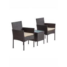3-Piece Outdoor Conversation Set, Rattan Patio Lounge Furniture with Table and 2 Chairs, for Garden Balcony Deck, Brown