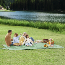 (Mint Green) Foldable Picnic Blanket with Water-Repellent Layer and 4 Ground Pegs, Large Outdoor Mat for Camping, Park, Garden, Beach, Green