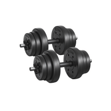 2-in-1 Dumbbell Set, Adjustable Weight, with Steel Extension Bar, Plastic Coated, for Fitness, Black