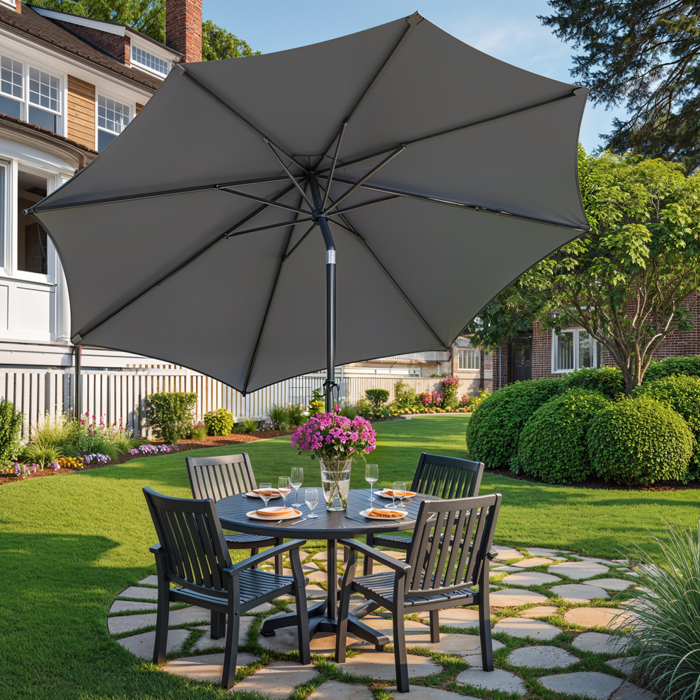 Songmics (Black) Outdoor Umbrella, 300 Cm Sunshade With Upf 50+, Tilt Function, Parasol For Garden, Pool, Patio, Crank, Beige