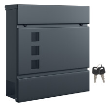 Modern Mailbox, Lockable Wall-Mounted Post Letter Box with Newspaper Holder, Easy to Install, 9.5 x 29 x 31 cm, Anthracite Grey