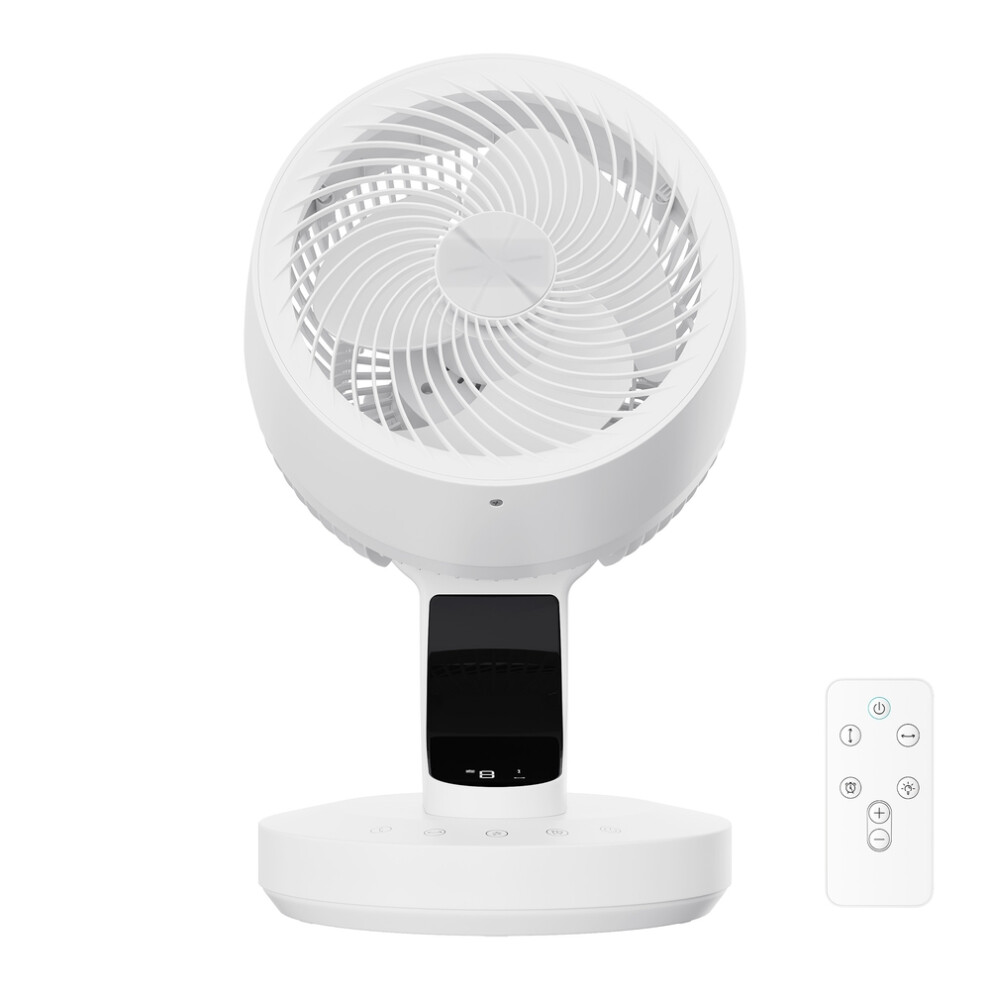 Songmics () Desk Fan With Remote, 8 Speeds, Quiet Operation, Oscillating Air Circulator For Bedroom, Led Display, White/Black