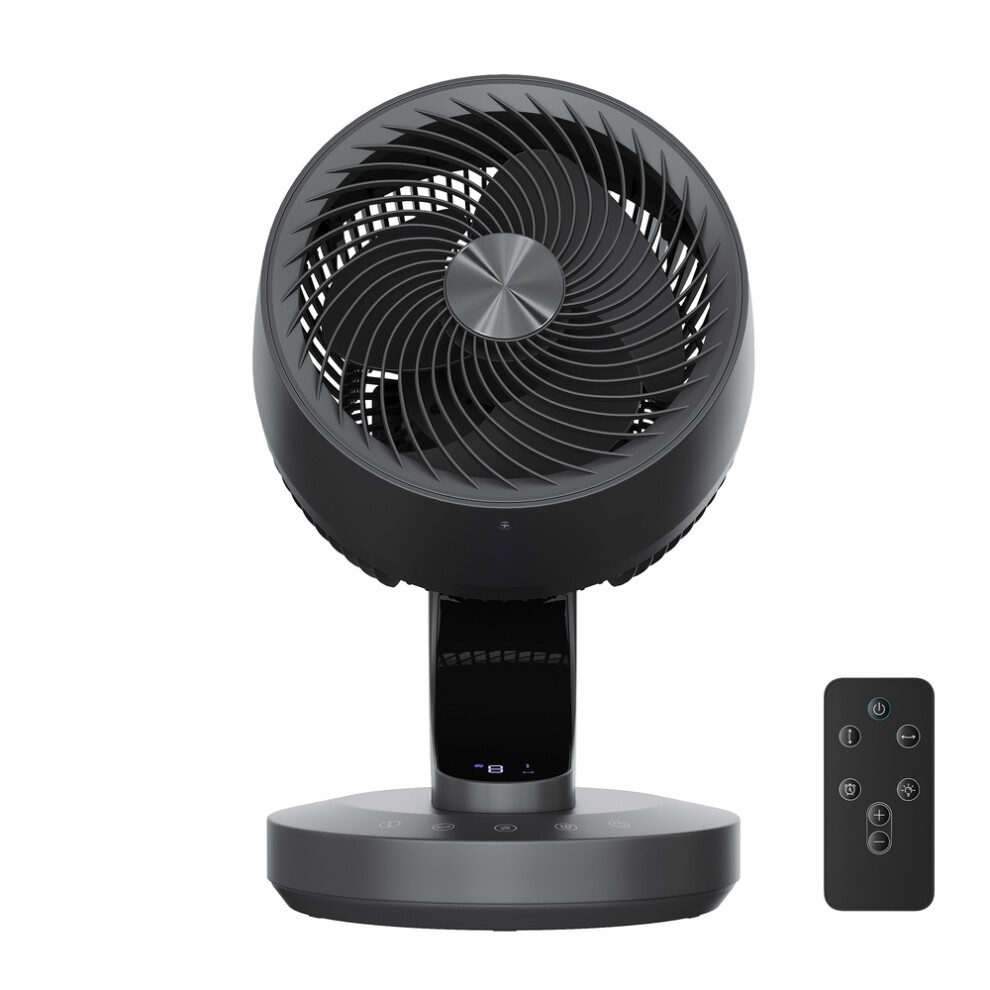 Songmics (Black) Desk Fan With Remote, 8 Speeds, Quiet Operation, Oscillating Air Circulator For Bedroom, Led Display, Black