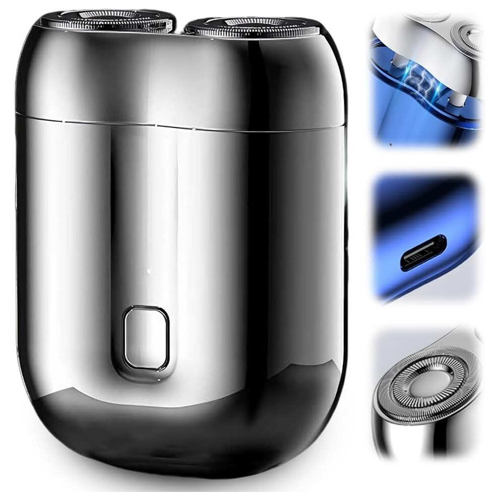 Oimg (Silver, -) Mini Portable Razor Â 2 In 1 Dual-Head Electric Shaver, Rechargeable For Men