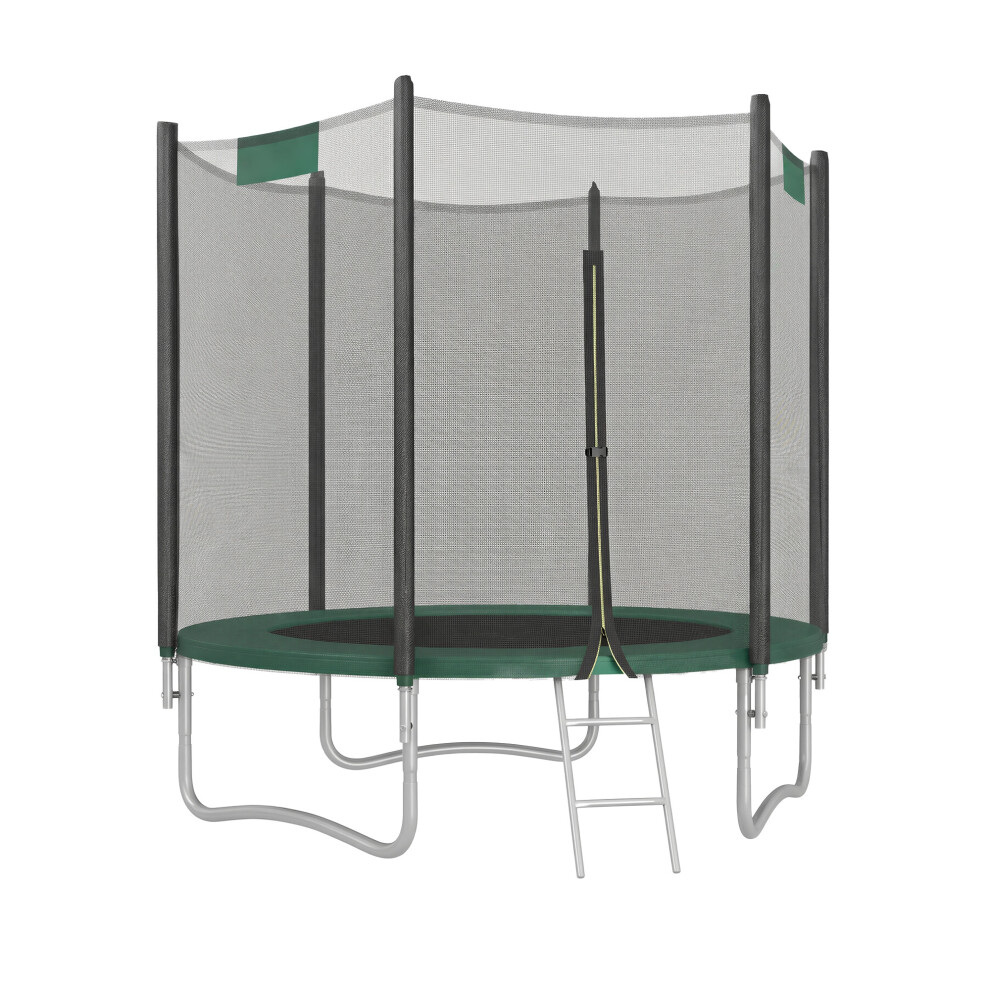 Songmics ( Green) 6 Ft Kids Trampoline, Trampoline With Enclosure Net, Safety Pad, Ladder, Steel Frame Dark/Green