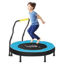 Mini Trampoline 3 ft, 91.4 cm Dia. Kids Trampoline with Handlebar, Steel Legs, Safety Cover, Blue