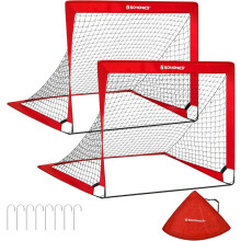 Set of 2 Kids Football Goal, 4 x 3FT Foldable Football Net, Quick Assemble for Park, Beach, Fiberglass, Elastic, Oxford Fabric and Polyester