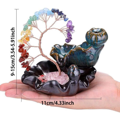 (Pink, 1pcs) Ceramic Crystal Tree Waterfall Backflow Incense Burner, Incense Holder for Home 2