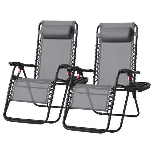 Songmics (Dark Grey) Set of 2 Zero Gravity Chairs, Foldable with Adjustable Headrest, Black 1